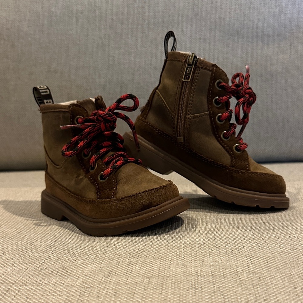 UGG Brown Kids Boots with Red Laces